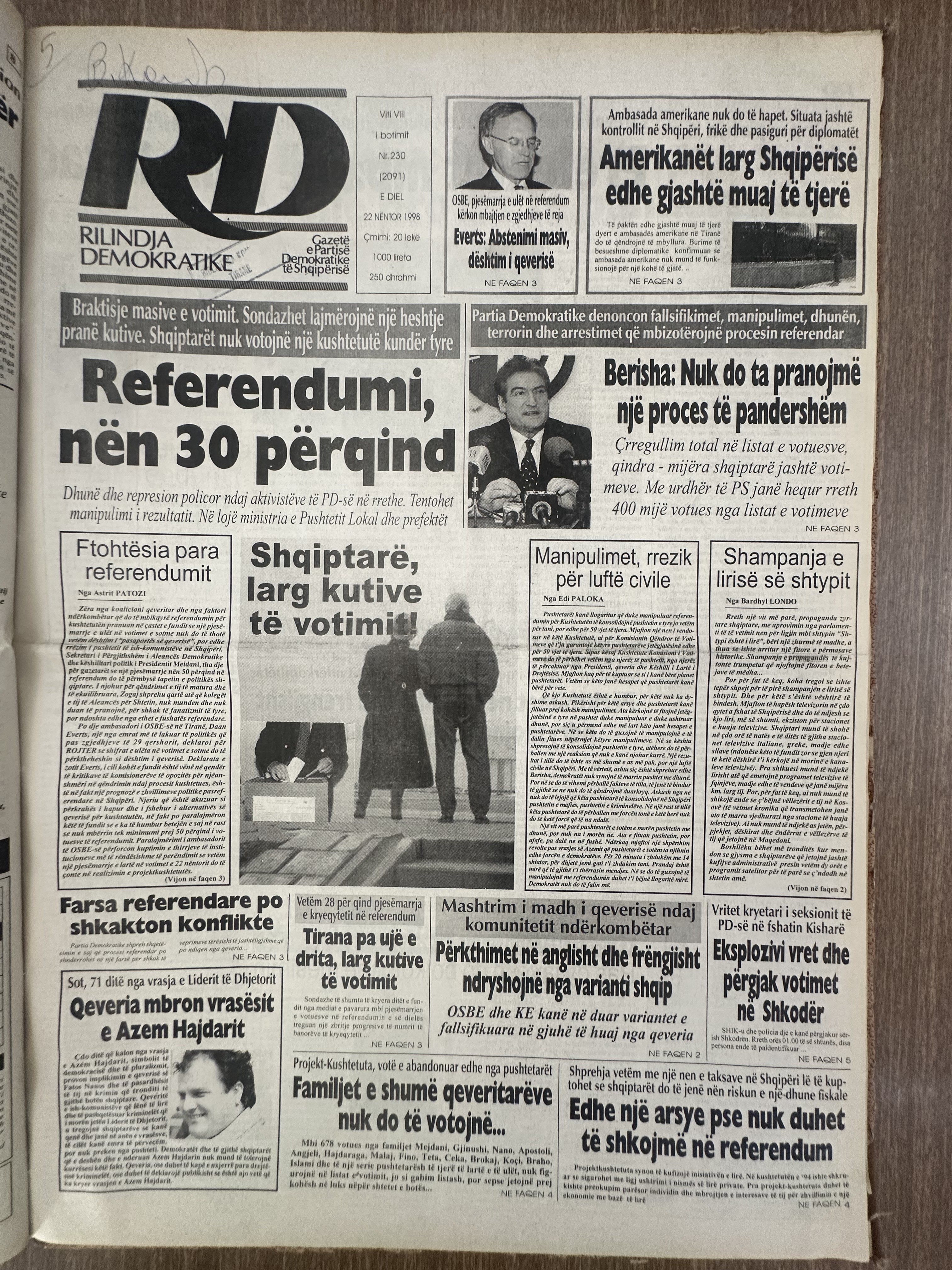 Rilindja Demokratike 1998-11-22